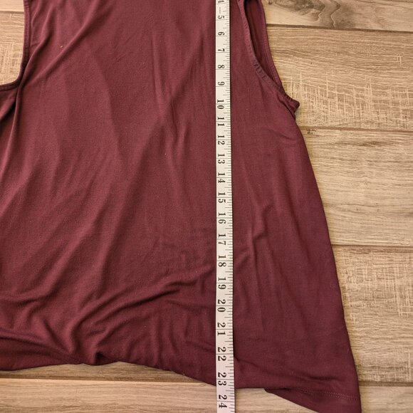 Simons Contemporaine Sleeveless Mock Neck Top LENZING ECOVERO Burgundy Size L - Picture 4 of 5